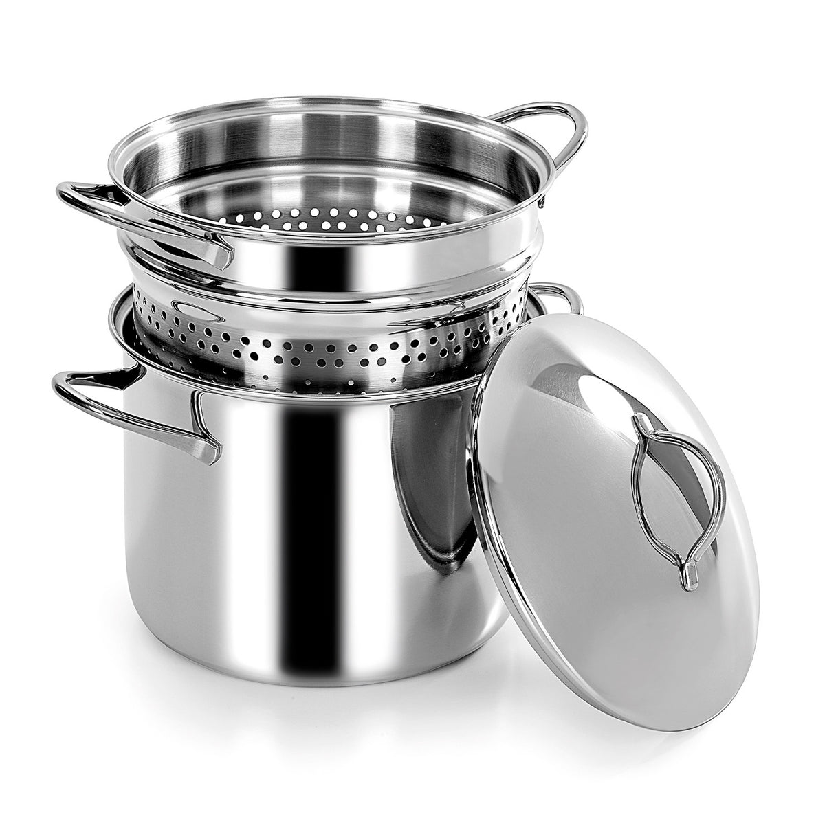 Bottomless pasta cooker with heat diffusion