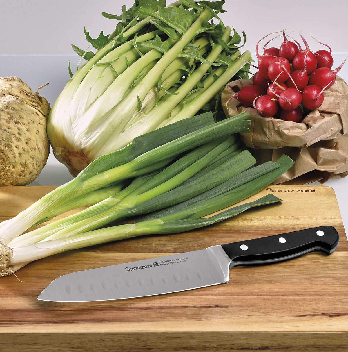 Stainless steel santoku knife