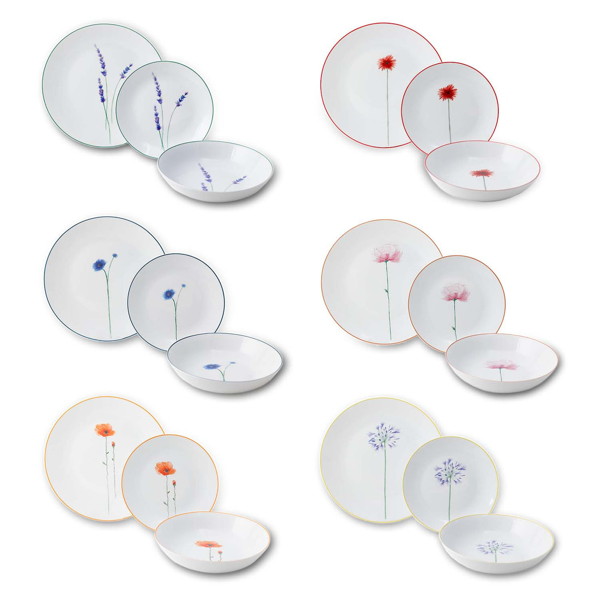 Flower Field - set 18 piatti