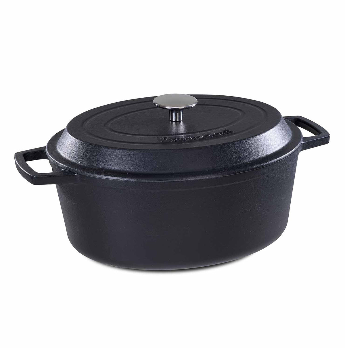 Casseruola ovale con coperchio - nero opaco