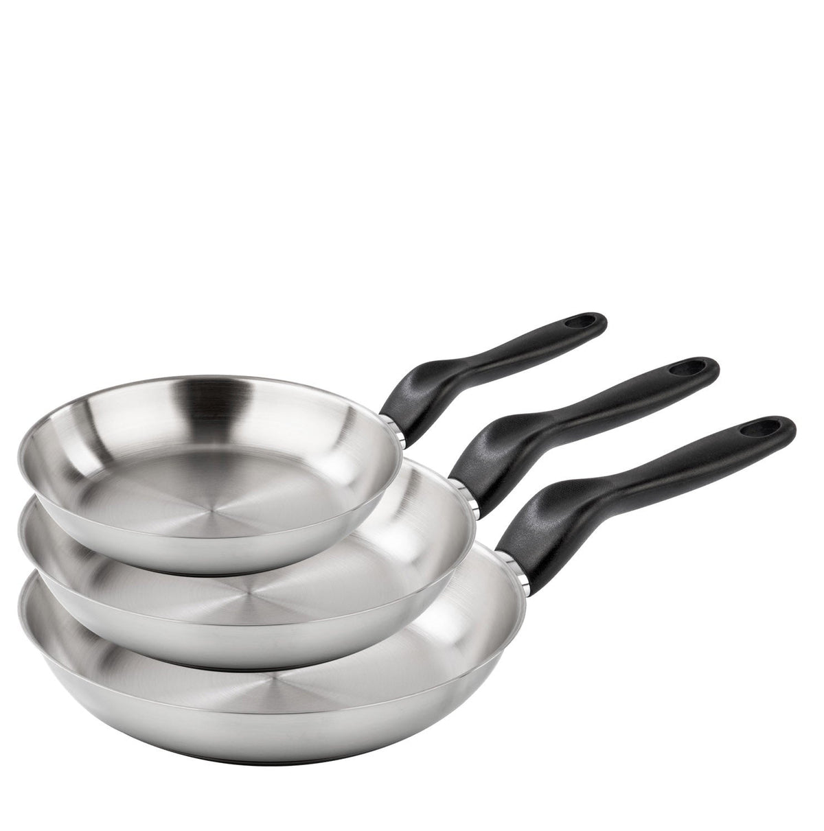 Tris acciaio inox - set 3 padelle cm 20/24/28