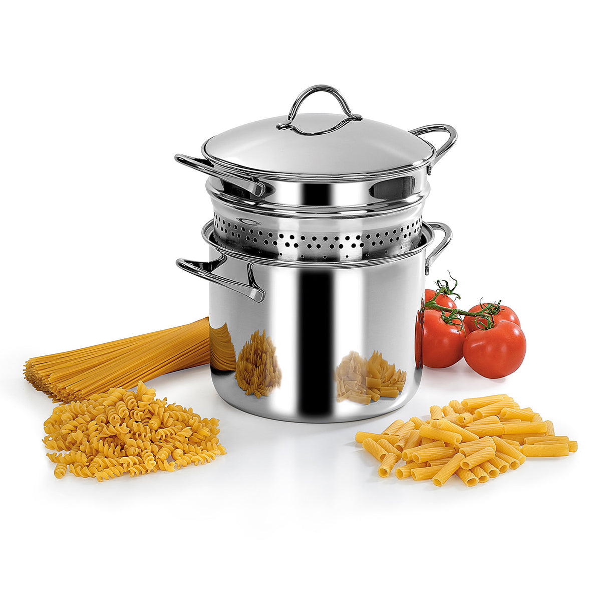 Bottomless pasta cooker with heat diffusion